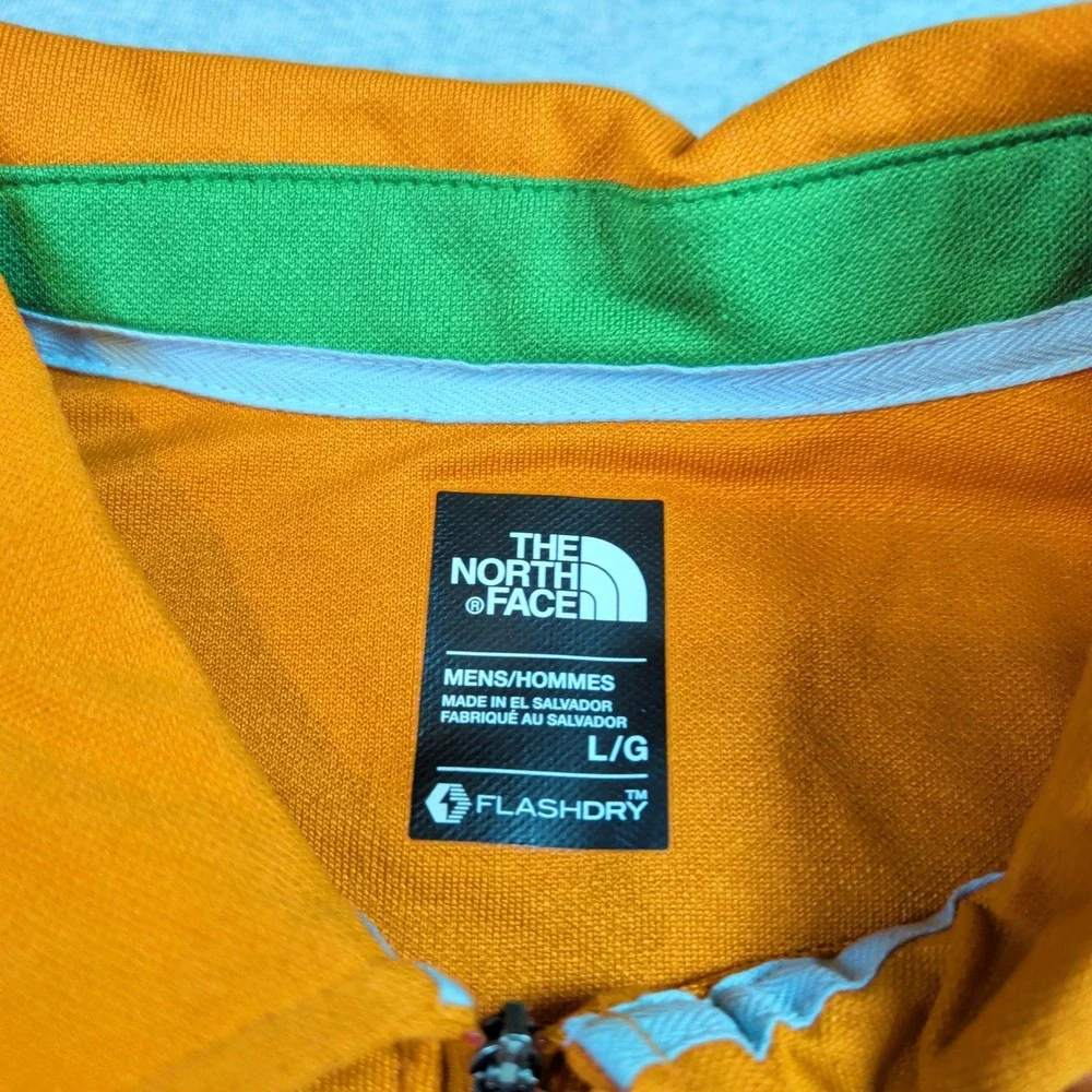 The North Face Mens Groveland FlashDry Polo Shirt Orange CEZ3V1Q 1/4 Zip Large